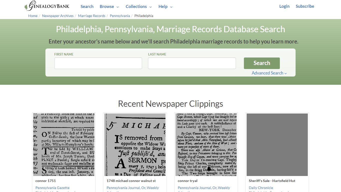 Philadelphia Marriage Records - GenealogyBank